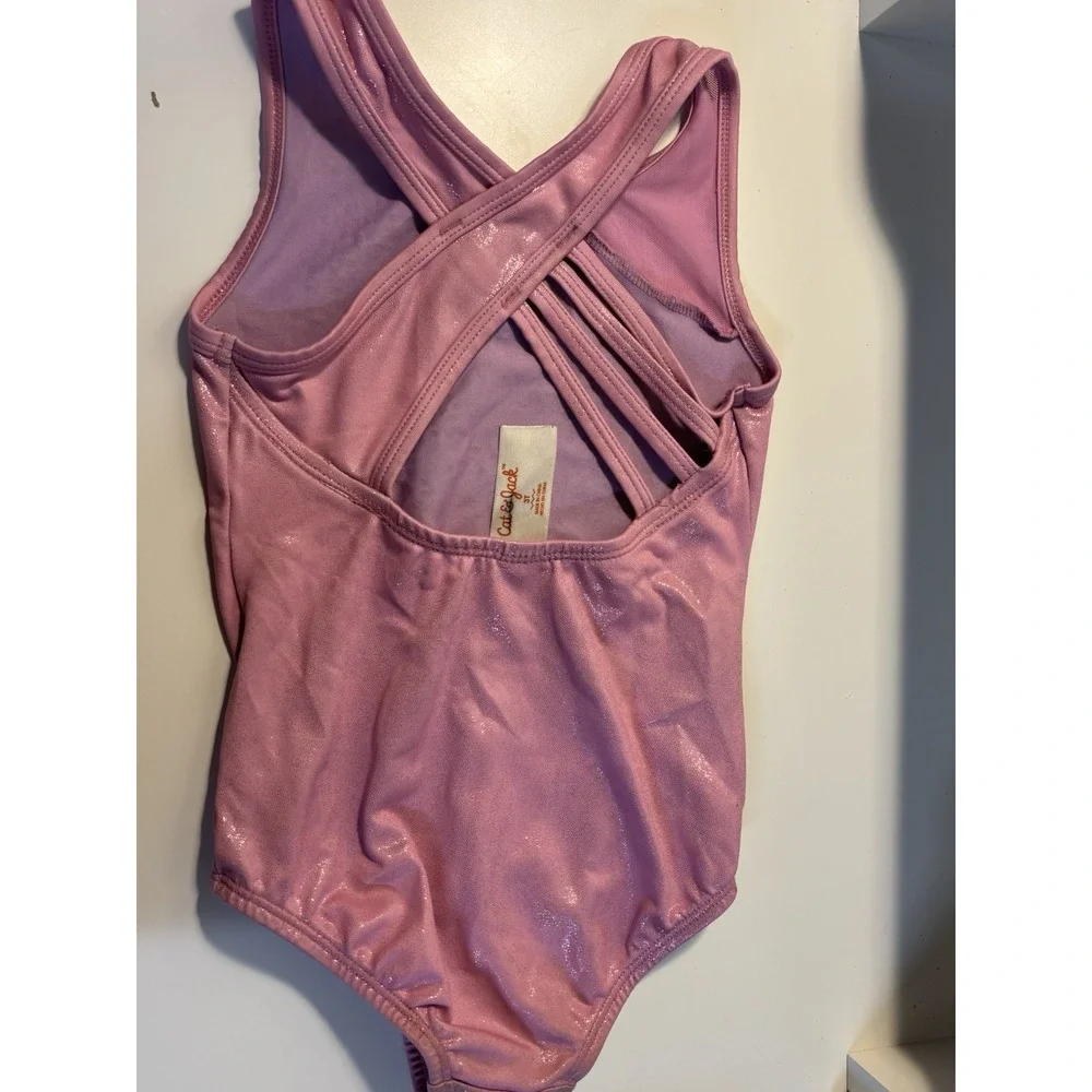 Cat & Jack Girls Pink Shimmer Dance Leotard Sleeveless Strappy Back 3T